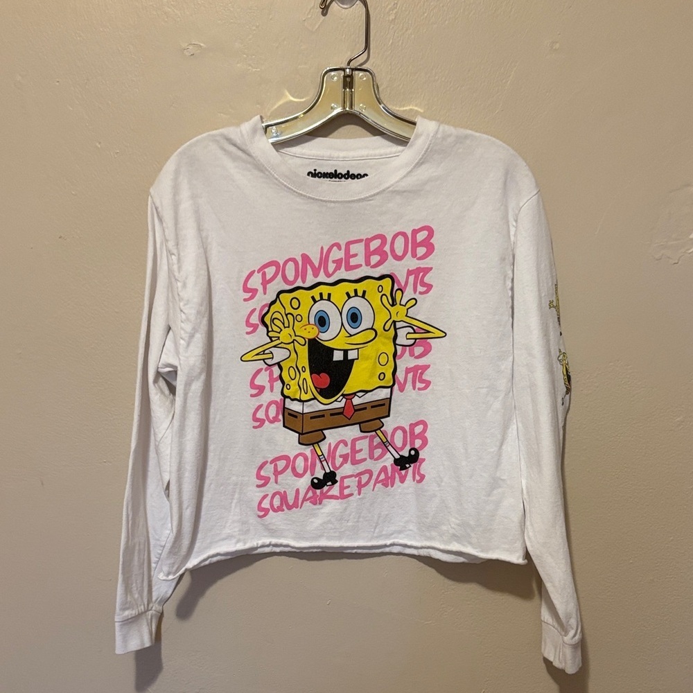 Nickelodeon SpongeBob White and Pink Long Sleeve Tee
